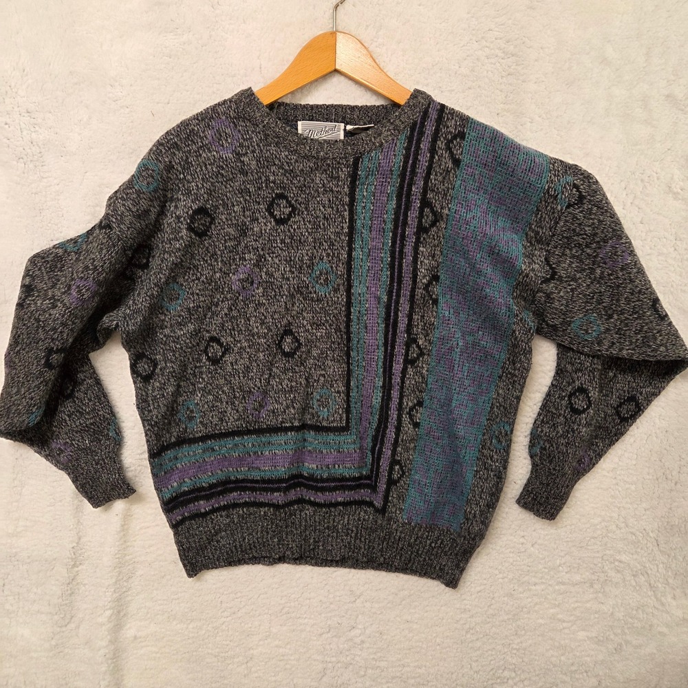 Method Mens Vintage Geometric Pattern Grandpa‎ Sweater Size L Acrylic Wool Blend